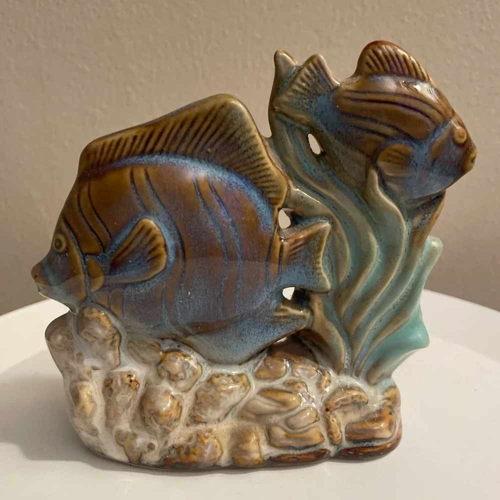 Ceramic Fish Figurine - Brown and Blue